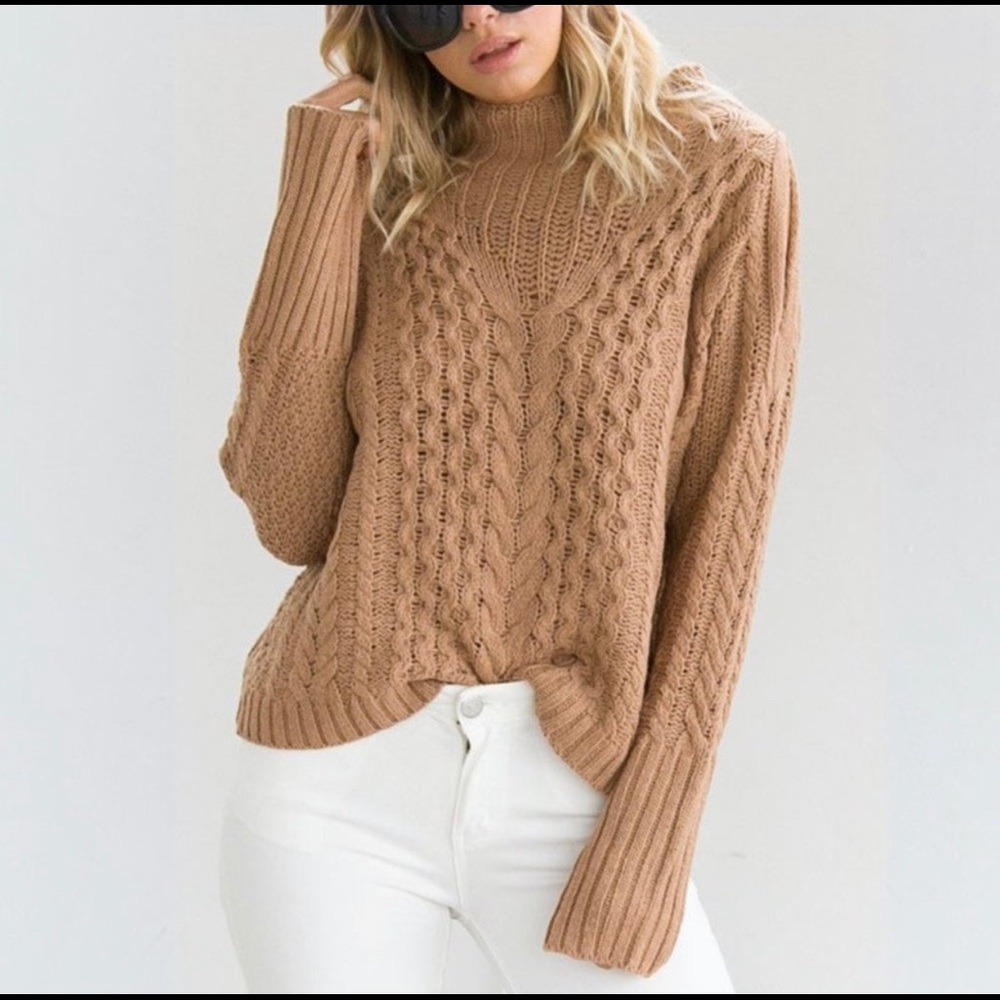 High Neck Knit Stylish Long Sleeves Gray Sweater